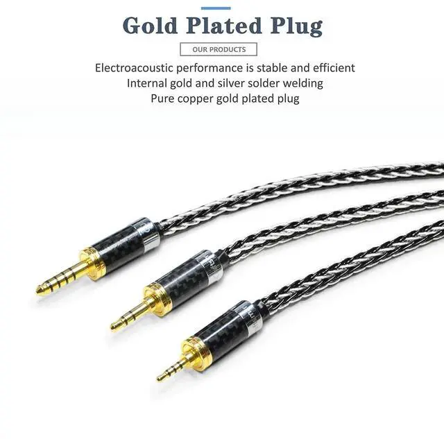 Alt view image 4 of 5 - GUCraftsman 3.5mm Stereo Male to 4.4mm Balanced Female Headphone Adapter Cable 7N Single Crystal Copper/Silver Headphone Jack Convert Cable