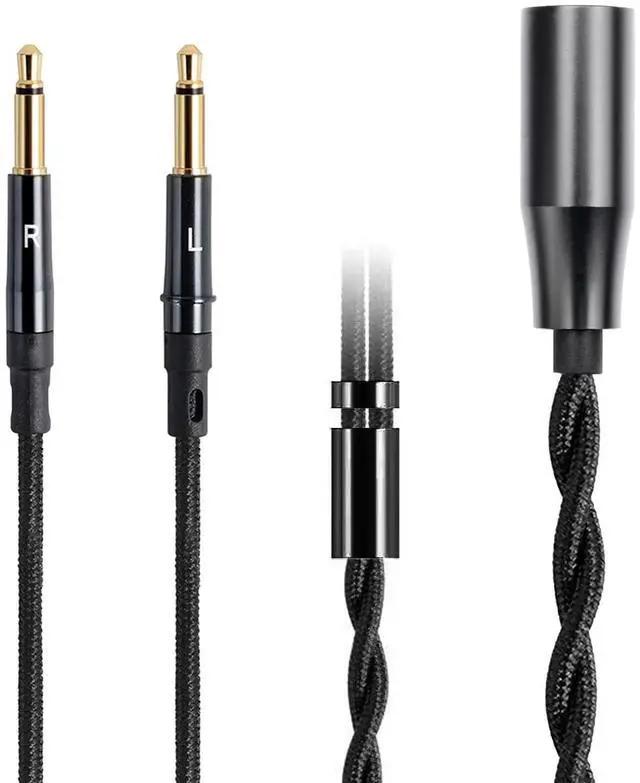 Main image of FAAEAL Monitor Headphone Cable,Soft Cotton Yarn Cover Dual 3.5mm Over-Ear AUX Cord Compatible with Hifiman HE560 HE4XX Meze 99 Classics MEZE 109 Pro Headset for Musicians Audiophiles 4PIN-XLR