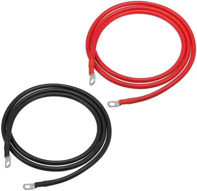 Main image of VekAuto 1 Pair Copper Battery Inverter Cables, 4 AWG Gauge 6ft Battery Cable Universal for Car Vehicle RV Durable Pure Copper Black Red with 3/8" Ring