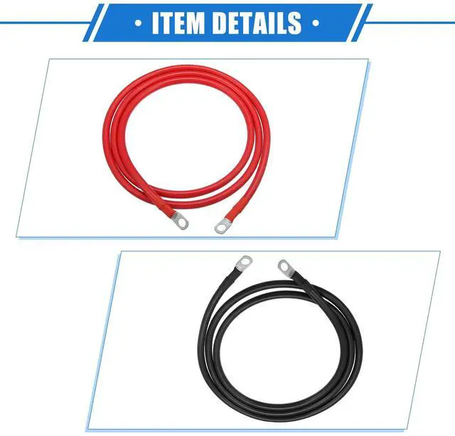 Alt view image 5 of 5 - VekAuto 1 Pair Copper Battery Inverter Cables, 4 AWG Gauge 6ft Battery Cable Universal for Car Vehicle RV Durable Pure Copper Black Red with 3/8" Ring
