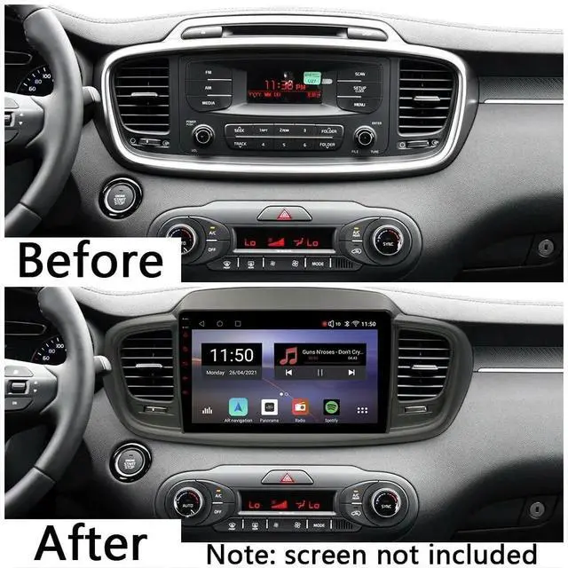 Alt view image 2 of 5 - Fits for Kia Sorento LHD 2014-2020 Car Radio Stereo Fascia Frame Double DIN 10.1 inch Dash Installation Mounting Kit