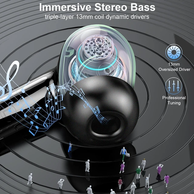 Alt view image 3 of 5 - 2026 Wireless Earbuds 5.4, Bluetooth Headphones HiFi Stereo, 50H Playtime