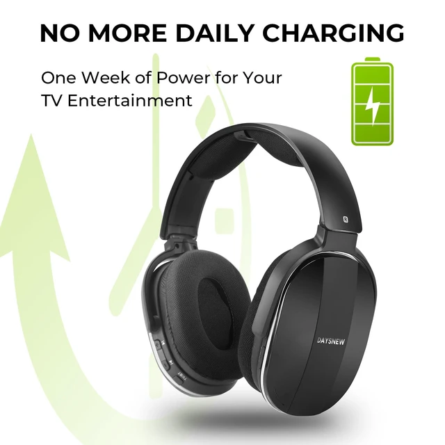 Alt view image 5 of 5 - Daysnew Wireless Headphones for Watching TV with Charging Station and RF Transmitter, Comfortable TV Headset for Seniors, Compatible with All TVs, Black and Silver