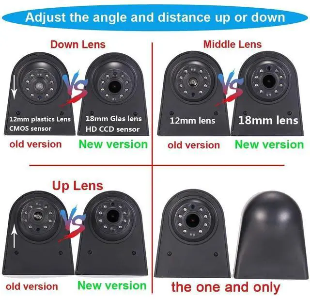 Alt view image 5 of 5 - HD IP68 Brake Lamp Rear View Backup Camera Angle and Distance Adjustable Compatible with Ford Transit tourneo Custom Jumbo Kasten V363 F150 F250 F350 V636 MK8/V362 Bus (Camera+4.3'' Rearview Mirror)