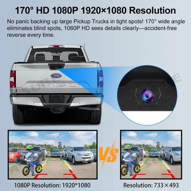 Alt view image 3 of 5 - ASURE Tailgate Handle Backup Camera for Ford F150 2015-2020 - 1080P HD Rear View Camera Replacement, 170 Wide Angle Night Vision, IP68 Waterproof, RCA Compatible Truck Camera with Guide Lines