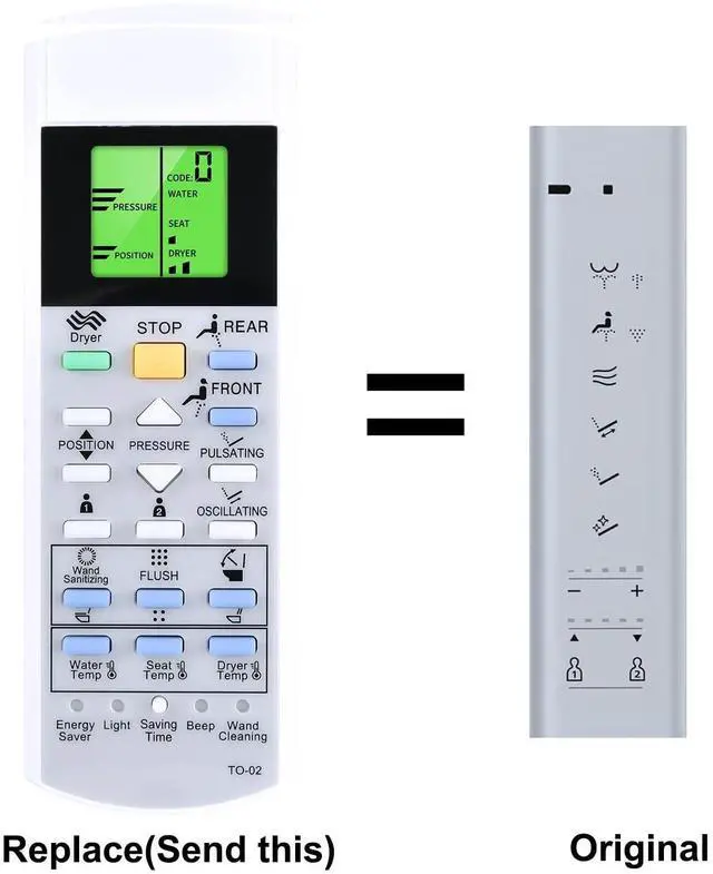 Alt view image 2 of 4 - WKOLF New Remote Control Fits for TOTO Washlet Bidet Toilet Seat SW3054AT40 SW3054 TCF4911E TCF491 TCF801 TCF804 DH TCF9575 TCF4914E TCF4914TCF802 TCF803 THU6223 K300 TTHU9489 S350E TTHU9851 C200