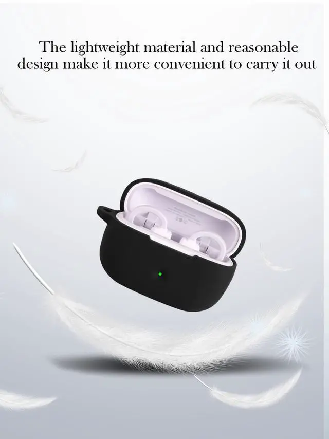 Alt view image 3 of 5 - Case for ROSESELSA OWS Earbuds,Soft Protective,BOVUGAC Silicone Case Cover with Keychain & Cleaning Kit & Lanyard for ROSESELSA OWS-Black