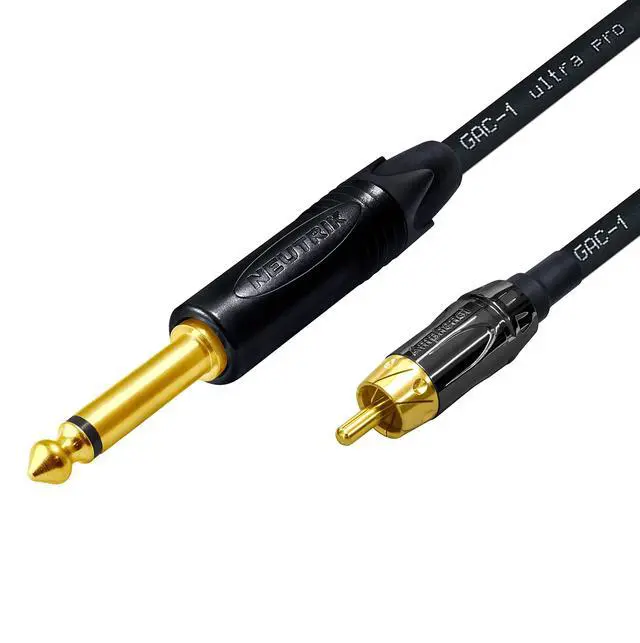 Alt view image 5 of 5 - WORLDS BEST CABLES 2 Foot TS to RCA Cable Gotham GAC-1 Ultra Pro Low- Capacitance Instrument Cable & Neutrik NP2X-B & Amphenol ACPL-CBK Gold Plugs - Custom Made