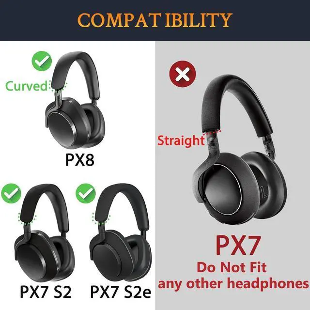 Alt view image 2 of 3 - SOULWIT Ear Pads Cushions Replacement for Bowers & Wilkins PX8/PX7 S2/PX7 S2e Over-Ear Headphones (Do Not Fit PX7), Earpads with Soft Protein Leather, High-Density Noise Isolation Foam - White