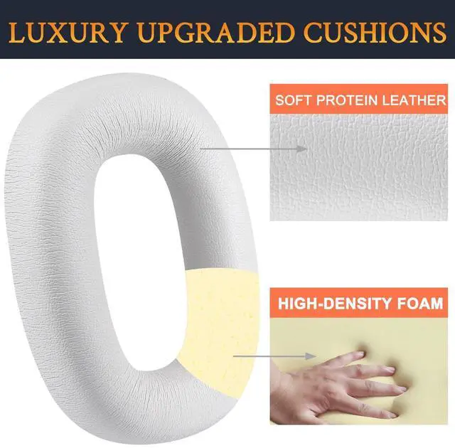 Alt view image 3 of 3 - SOULWIT Ear Pads Cushions Replacement for Bowers & Wilkins PX8/PX7 S2/PX7 S2e Over-Ear Headphones (Do Not Fit PX7), Earpads with Soft Protein Leather, High-Density Noise Isolation Foam - White