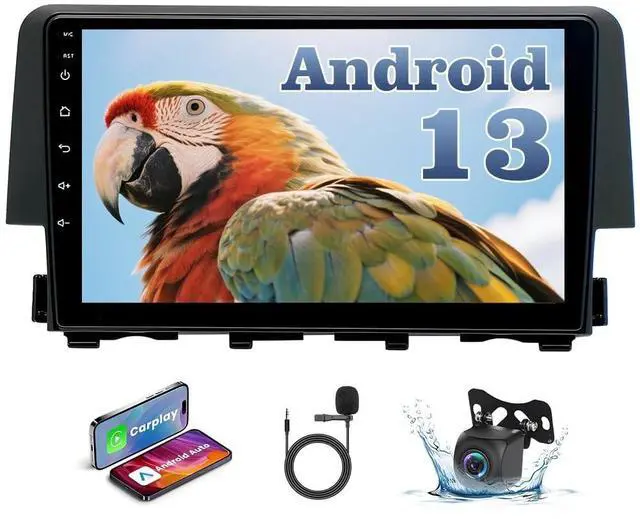 Alt view image 2 of 5 - 4+64G Car Stereo Fit for Honda Civic 2016-2020,Supports Wireless Carplay Android Auto Android 13 9" Radio Head Unit for Honda Civic 2016-2020 FM WiFi GPS SWC Bluetooth Backup Camera Mic
