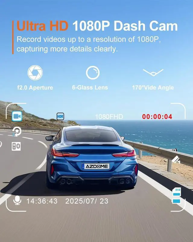 Alt view image 3 of 5 - Dash Cam Front Car Camera, FHD 1080P Dashcam for Cars, Dash Camera with 32G SD Card, 24 Hours Parking Monitor, Night Vision, Loop Recording, G-Sensor, 3'' IPS Screen, 170Wide Angle
