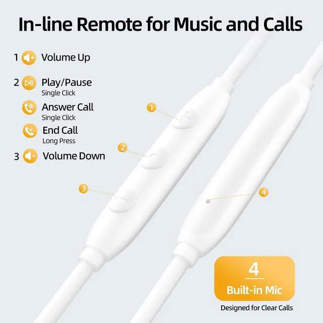 Alt view image 5 of 5 - BYZMODLX ENC Noise Cancelling Wired Earbuds, Hybrid Driver Wired Headphones with USB Type C to 3.5mm Adapter, Microphone Hands-Free Calls 3.5mm Jack in Ear Headphones for iPhone 16/15/Samsung/PC