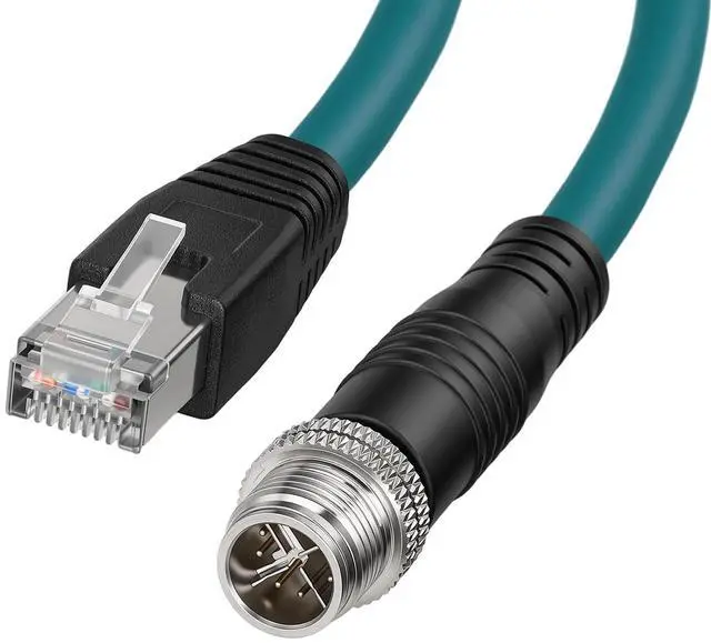 Main image of ZBLZGP M12 8 Pin X-Code Male to RJ45 Cat7e Ethernet Shielded Cable for Cognex Industrial Camera (Straight X-Code,Dark Green, 50cm)