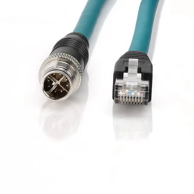 Alt view image 2 of 4 - ZBLZGP M12 8 Pin X-Code Male to RJ45 Cat7e Ethernet Shielded Cable for Cognex Industrial Camera (Straight X-Code,Dark Green, 50cm)
