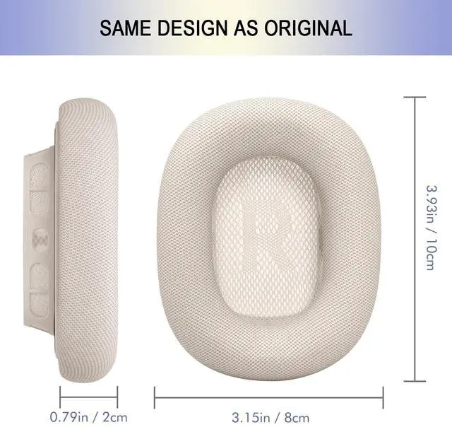 Alt view image 4 of 5 - Ear Cushions Replacement for Apple AirPods Max - Upgraded Ear Cups for Air Pods Max Headphones, GVOEARS Earpads Covers Sweatproof (Starlight)