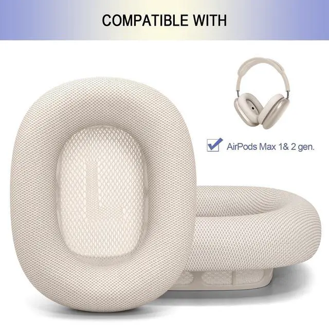 Alt view image 2 of 5 - Ear Cushions Replacement for Apple AirPods Max - Upgraded Ear Cups for Air Pods Max Headphones, GVOEARS Earpads Covers Sweatproof (Starlight)
