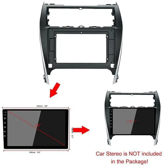 Alt view image 3 of 5 - Fits for Toyota Camry 2012 2013 2014 USA & Mid East Version Car Radio Stereo Fascia Frame Double DIN 10.1 inch Dash Installation Mounting Kit