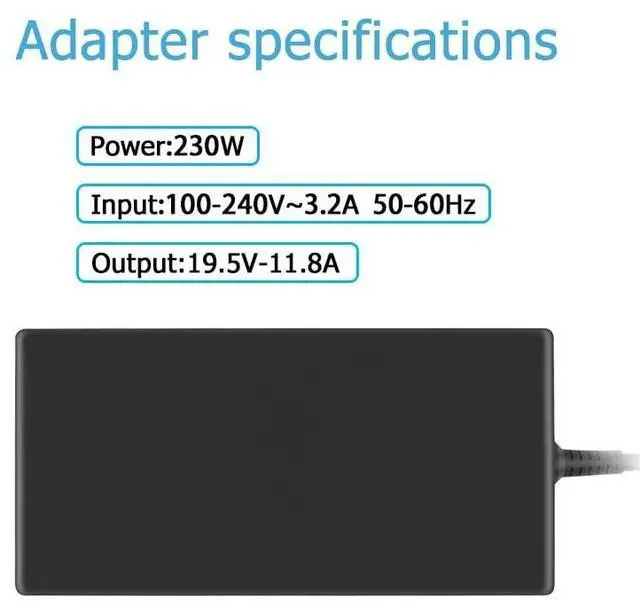 Alt view image 4 of 5 - 19.5V 11.8A 230W AC Charger Adapter Replacement for Intel NUC KIT NUC8i7hnkqc NUC8i7hnk NUC8i7hvkva NUC8i7HVK NUC9i7FNH NUC9i5FNH NUC9i3FNH NUC9i9QNX NUC9i7QNX NUC9i5QNX