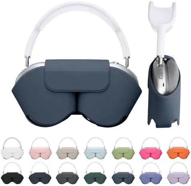 Main image of kwmobile Cover for Apple AirPods Max/AirPods Max 2 Case - Sleep Mode Compatibility - Polyester Case for Headphones - Vintage Blue