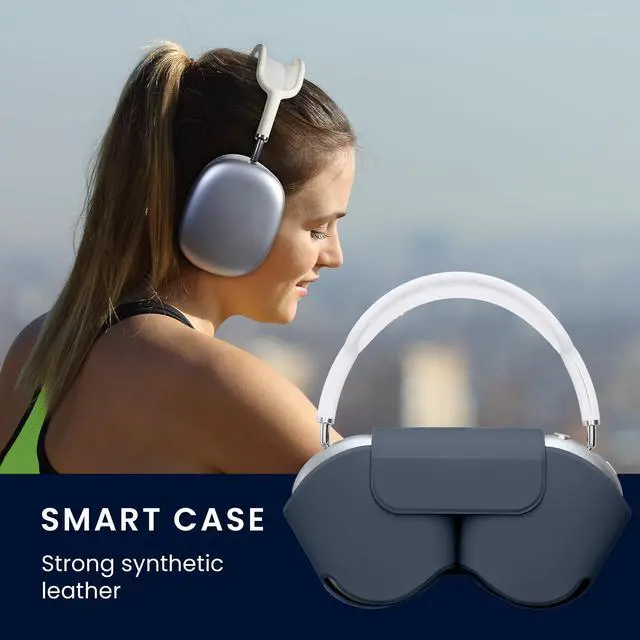 Alt view image 3 of 5 - kwmobile Cover for Apple AirPods Max/AirPods Max 2 Case - Sleep Mode Compatibility - Polyester Case for Headphones - Vintage Blue