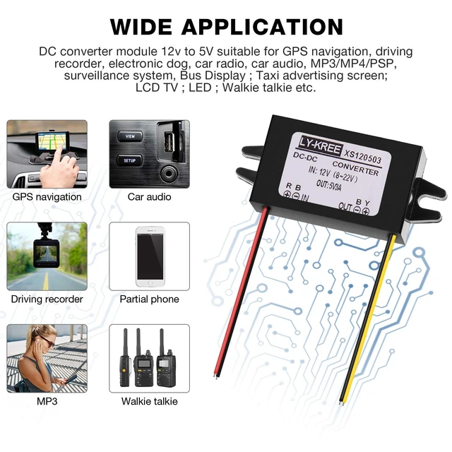 Alt view image 5 of 5 - Weewooday 8 Pieces Direct Current Converter 12v to 5v 3a 15w Power Adapter