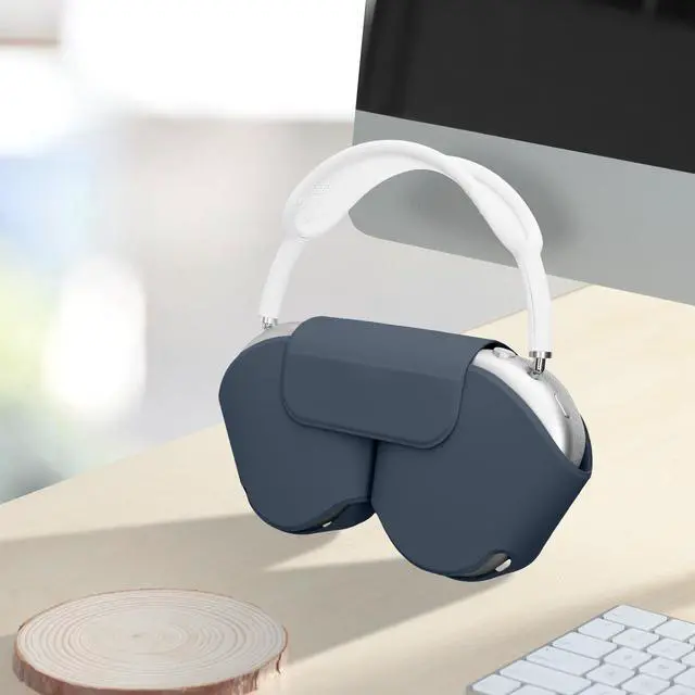 Alt view image 5 of 5 - kwmobile Cover for Apple AirPods Max/AirPods Max 2 Case - Sleep Mode Compatibility - Polyester Case for Headphones - Vintage Blue