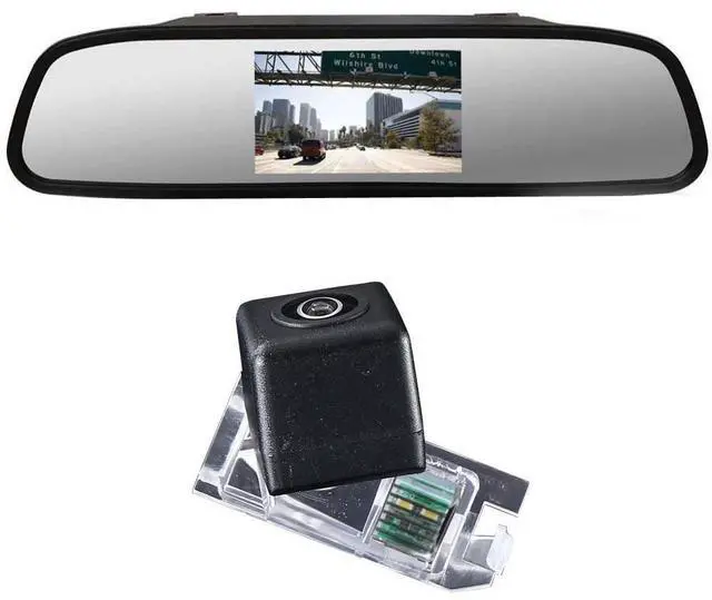 Main image of Vehicle License Plate Backup Camera,Night Vision Car Rear View Reverse Camera+4.3" inch LCD Mirror Replacement for Fiat 500 312 2013/12-2023/12 OEM :68225283AA 68228557AA(No.7302)