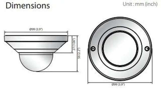 Alt view image 2 of 3 - HANWHA ^^ QND-8011 ^^ 5 MP Network Super-Compact Dome Camera with Built-in 2.8mm Fixed Lens, Ultra-Compact Design, RJ45 Connection