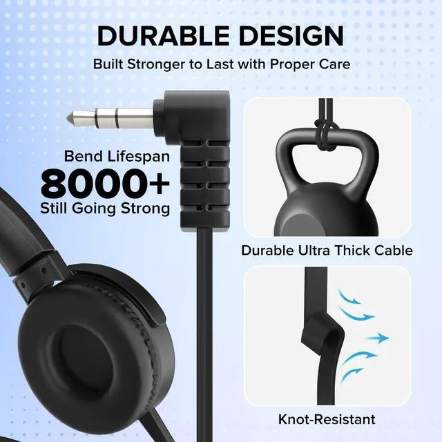 Alt view image 3 of 5 - Classroom Headphones Bulk 10 Pack,Durable Wired Classroom Headphones for Students,On Ear Comfy Swivel Earphones for School,Library,Children's Online learning,HQ Stereo Sound 3.5mm Jack (Black YS004)
