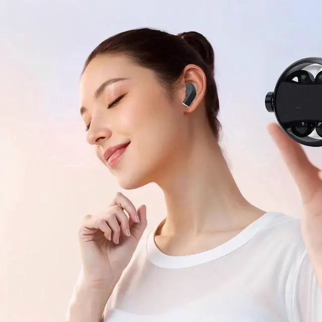 Alt view image 3 of 5 - Tangxi 2-in-1 Clip on Open Ear Headphones Wireless Earbuds, Bluetooth 5.3 Couple Earbuds with Clear HiFi Sound, Noise Reduction, IPX5 Water Proof, 140H Playtime (Black)