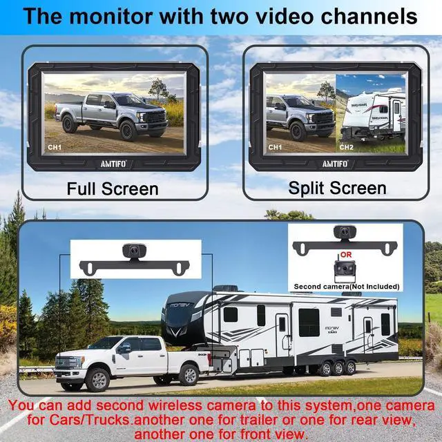 Alt view image 3 of 5 - Wireless Backup Camera Truck Hitch Trailer - Easy Install Digital Stable Signal HD 1080P Car Rear View Camera with 4.3 Inch Monitor System - AMTIFO A18
