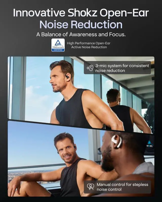 Alt view image 5 of 5 - SHOKZ OpenFit Pro Open-Ear True Wireless Earbuds with Open-Ear Noise Reduction, Optimised for Dolby Atmos, Deep Bass, 50H Playtime, AI-Powered Clear Calls for Work, Sport, Bluetooth 6.1, IP55,