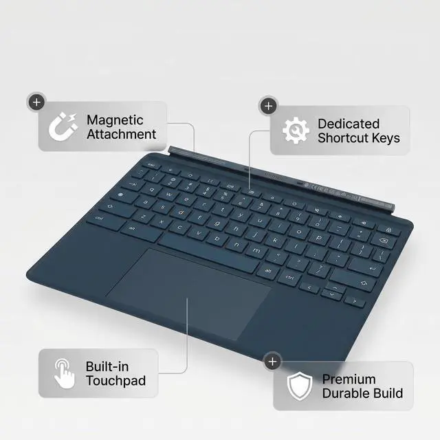 Alt view image 3 of 5 - Fabater Magnetic Keyboard, Magnetic Detachable Keyboard with Touchpad for Chromebook X2 11 Da0023dx, TPN H101K Tablet with Functional Shortcut Keys, ABS and PU Material