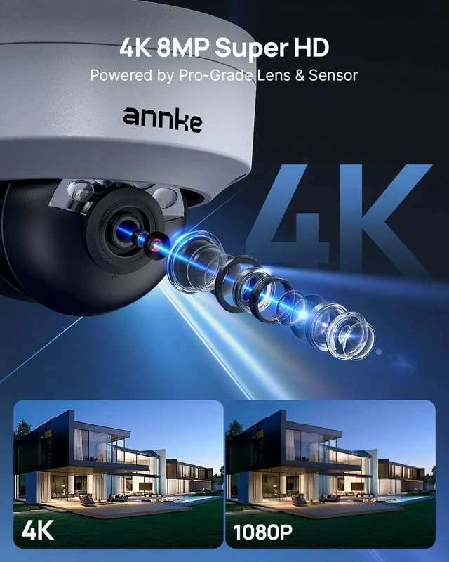 Alt view image 5 of 5 - ANNKE 4K PoE Security Camera Outdoor, Spotlight Color Night Vision, White