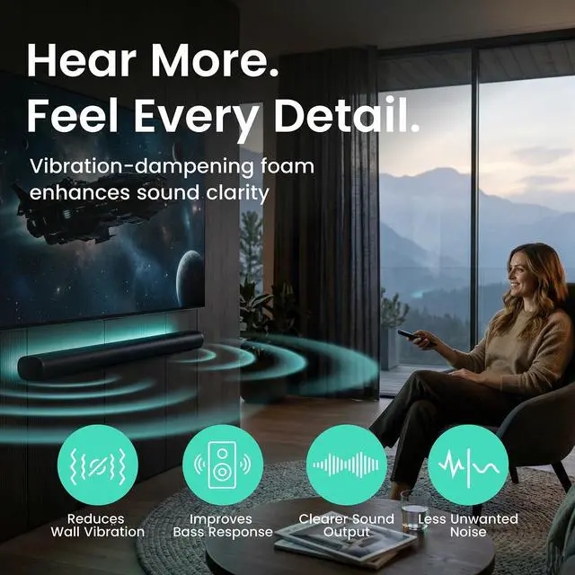 Alt view image 3 of 5 - ynVISION.DESIGN Soundbar Wall Mount compatible with Sonos Arc Ultra and Sonos Arc - Includes All Hardware and Anchors for Drywall & Hard Surface- Vibration-Reducing Foam Pads - Flat Wall Mount - Black