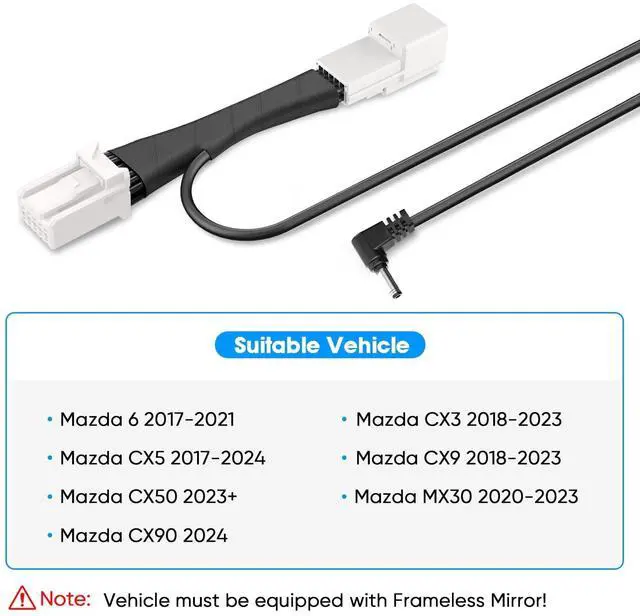 Alt view image 3 of 5 - TQXHLBFU Radar Detector Power Adapter DC3.5 Plug (10P Type E) for Select Mazda Vehicles.Compatible with Mazda 2017+ CX5, CX9 and More,with Frameless Mirror,Clean and Easy to Install