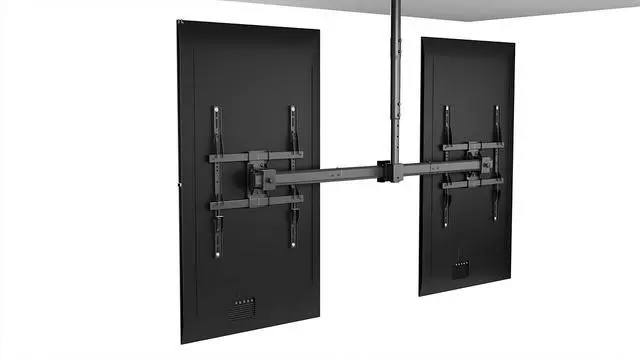 Alt view image 2 of 5 - Mount Plus CB-400 2x1 Side by Side Dual Screen Menu Board Ceiling Mount for Portrait Vertical View 37" to 60" TV ^^ Adjustable Height Pole ^^ Max Weight 88 Lbs Per Screen ^^ VESA Patterns Up to 400x60