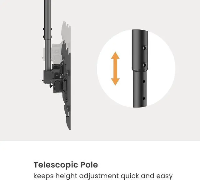 Alt view image 3 of 5 - Mount Plus CB-400 2x1 Side by Side Dual Screen Menu Board Ceiling Mount for Portrait Vertical View 37" to 60" TV ^^ Adjustable Height Pole ^^ Max Weight 88 Lbs Per Screen ^^ VESA Patterns Up to 400x60