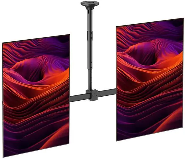 Main image of Mount Plus CB-400 2x1 Side by Side Dual Screen Menu Board Ceiling Mount for Portrait Vertical View 37" to 60" TV ^^ Adjustable Height Pole ^^ Max Weight 88 Lbs Per Screen ^^ VESA Patterns Up to 400x60