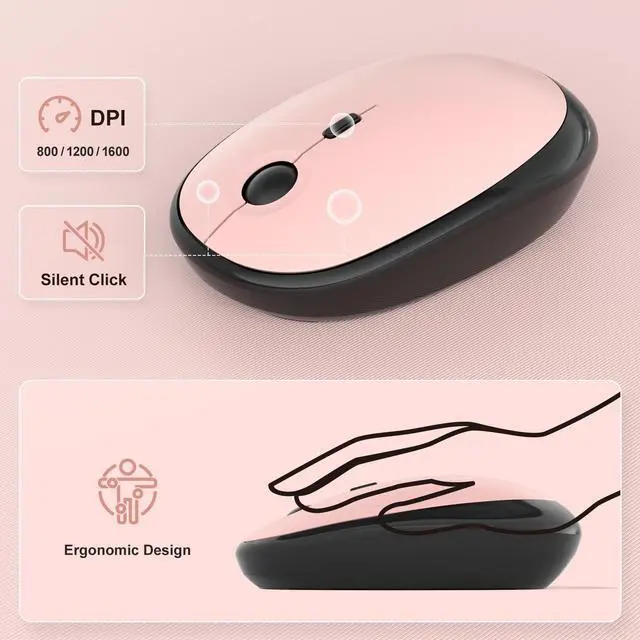 Alt view image 2 of 5 - Wireless Keyboard Mouse Combo - Lovely BlackBerry-Gradient Rainbow Full-Sized Typewriter Colorful Keyboards, Round Keycap Plug Play Retro Cute Keyboards for Windows, Laptop, PC, Desktop, Comput
