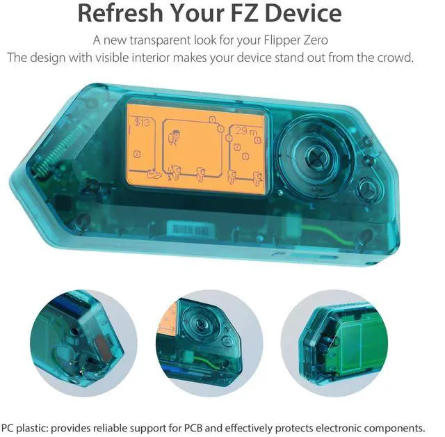 Alt view image 2 of 5 - HCJYC Transparent Hard Case for Flipper Zero (Glacier Blue)