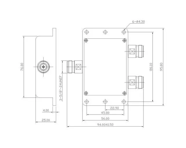 Alt view image 4 of 5 - AEC PD-1002S-NS25TA-NS25TA, N-Type 50 ohm Female, Power Splitter