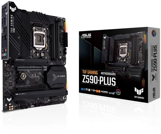 Main image of ASUS TUF Gaming Z590-Plus, LGA 1200 (Intel11th/10th Gen) ATX Gaming Motherboard (PCIe 4.0, 3xM.2/NVMe SSD, 14+2 Power Stages,USB 3.2 Front Panel Type-C, 2.5Gb LAN, Thunderbolt 4, Aura RGB Lighting)