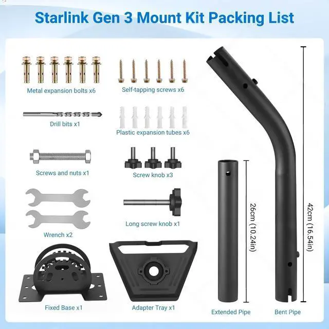 Alt view image 5 of 5 - Heavy-Duty Starlink Gen 3 Wall & Roof Mount Kit, Iron Grey