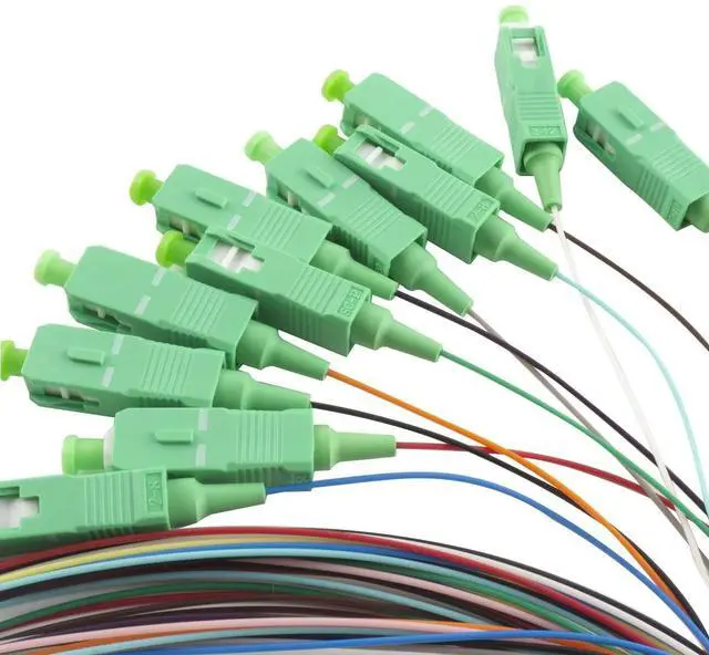 Alt view image 5 of 5 - Eardion 4 Pcs SC/APC Fiber Optic Pigtail, 1.5 Meter 12 Strand SC-APC SingleMode 9/125 Fiber Pigtail, Color Coded Fiber Optic Strand-0.9mm for Networks Communication System