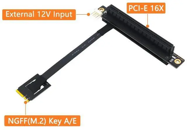 Alt view image 3 of 5 - Mustpoint M.2 NGFF Key A-E to PCI-E 16X Adapter Cable (Length: 25cm)