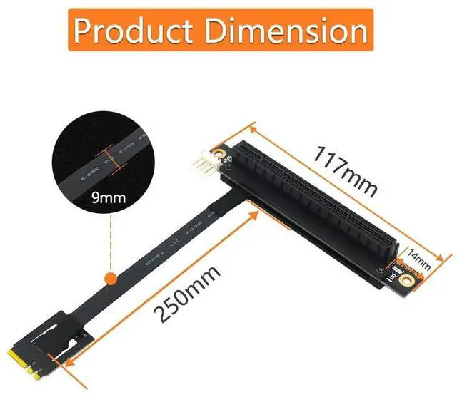 Alt view image 5 of 5 - Mustpoint M.2 NGFF Key A-E to PCI-E 16X Adapter Cable (Length: 25cm)