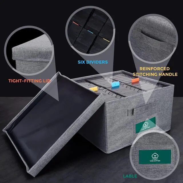 Alt view image 4 of 5 - T WaveTree VHS Storage Box with Lid Pack of 3, Practical VHS Storage Case with Index Labels, 14.4 x 13.4 x 8.2 Inches VHS Holder Storage Containers to Store up to 126 VHS Tapes- Gray