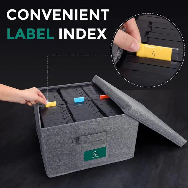 Alt view image 3 of 5 - T WaveTree VHS Storage Box with Lid Pack of 3, Practical VHS Storage Case with Index Labels, 14.4 x 13.4 x 8.2 Inches VHS Holder Storage Containers to Store up to 126 VHS Tapes- Gray